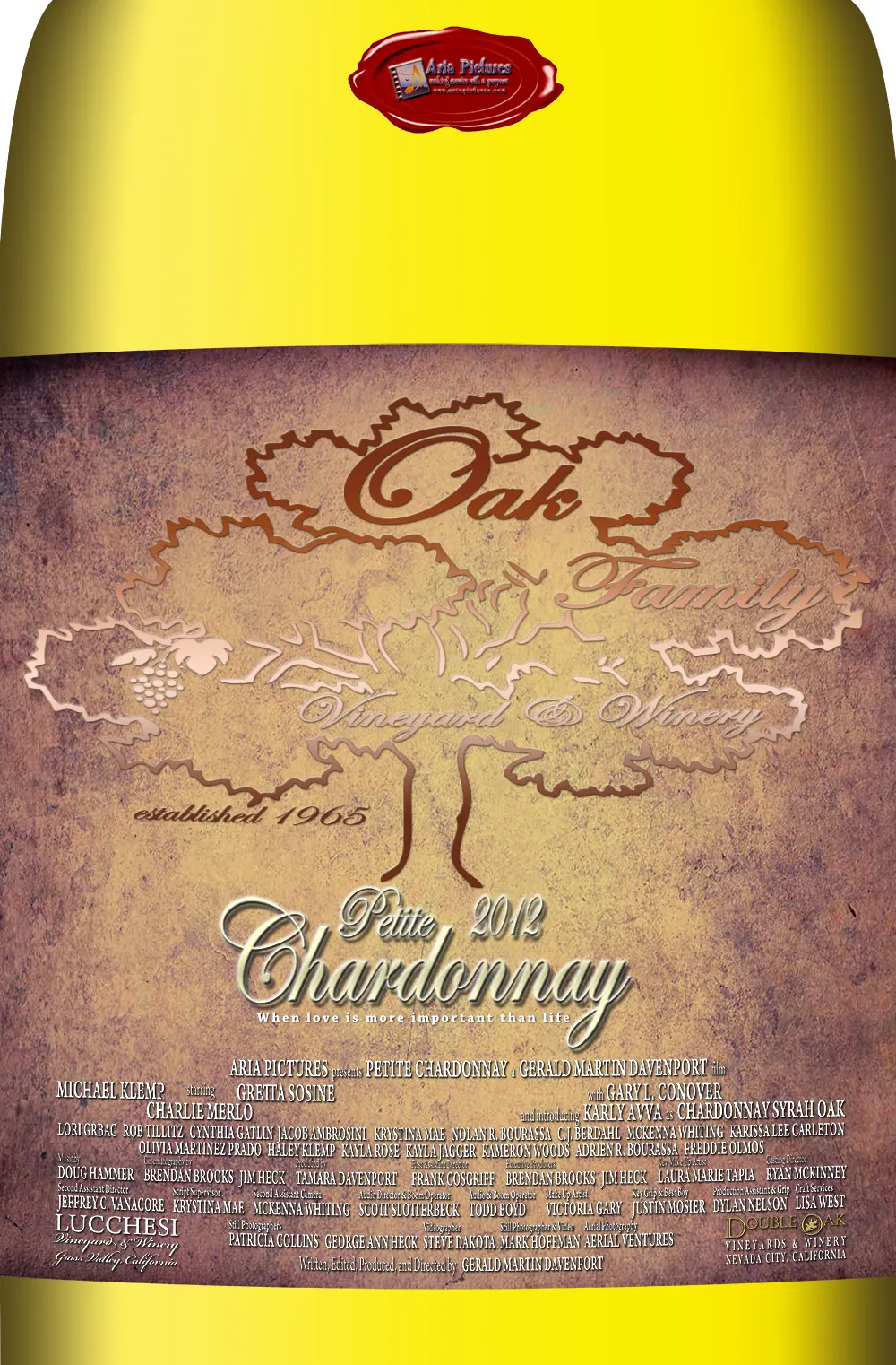 Oak Family Vineyards Chardonnay bottle poster from Petite Chardonnay (2012)