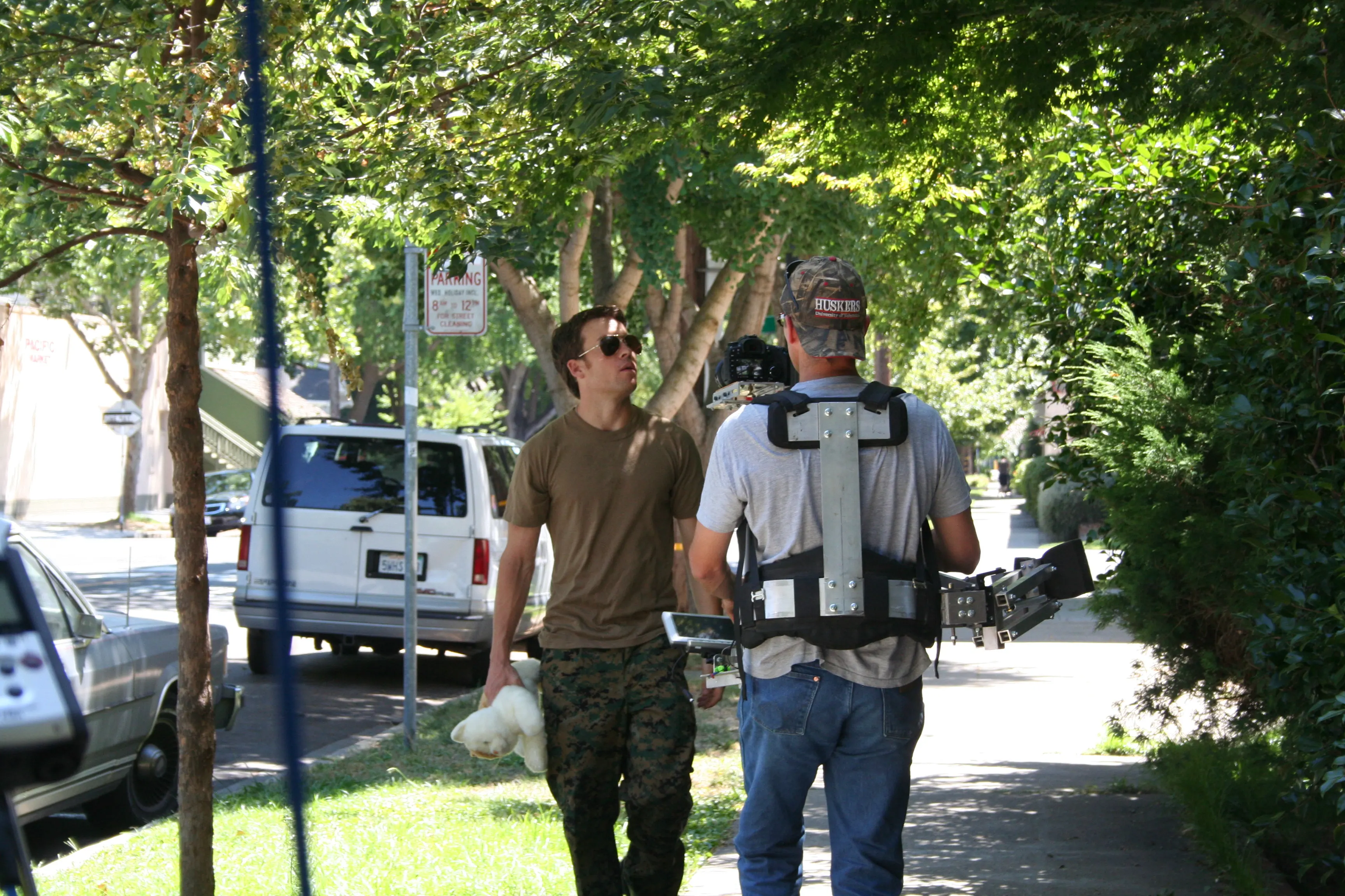 Richard Ryan and Brendan Brooks in a courtyard for an apartment complex for BUDDIES July 23, 2011.