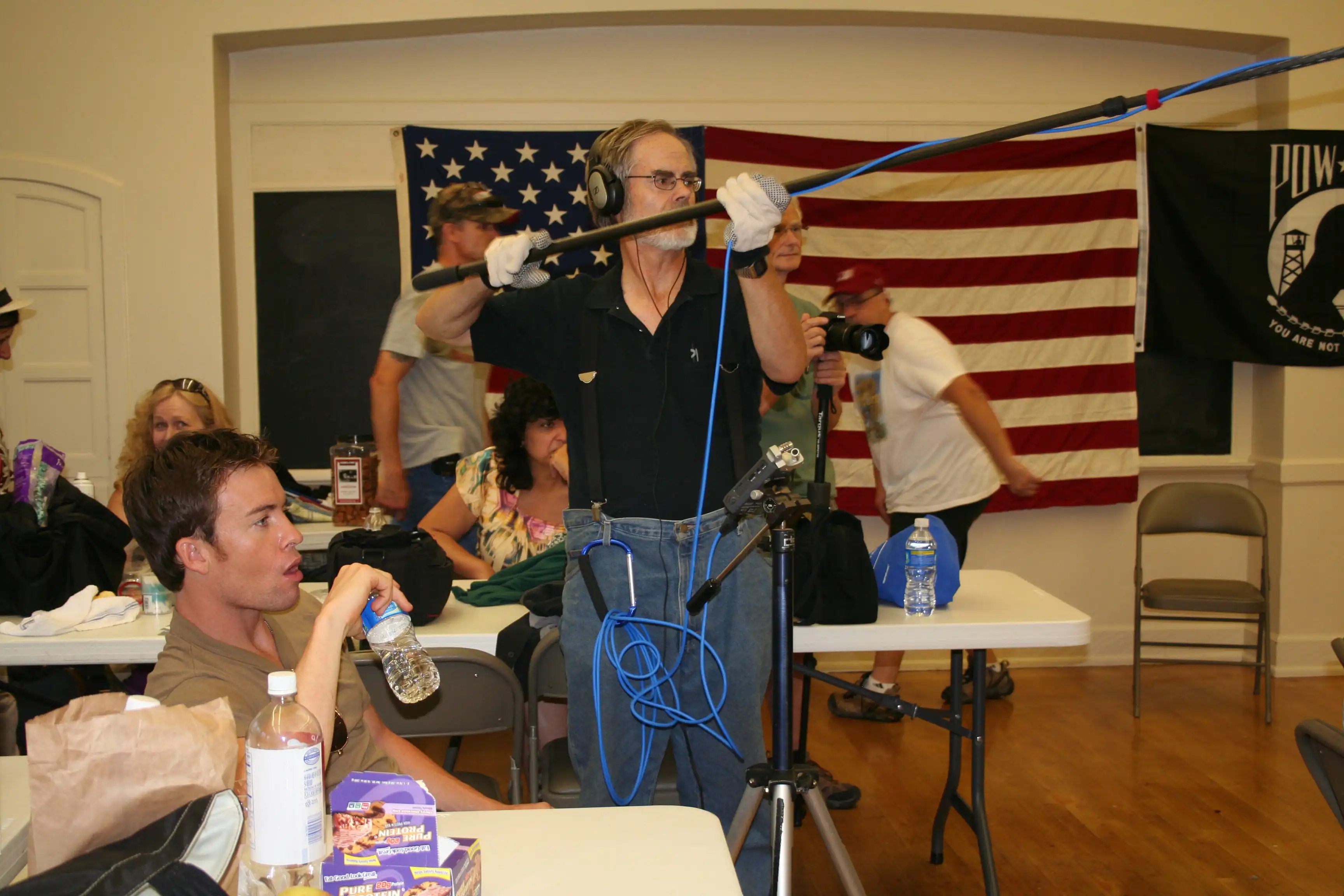 Behind the camera at the Coloma Community Center Nevada City Room. 16:00 hours July 23, 2011. The scene was cut from the 10 minute version and added to the longer 2025 version.