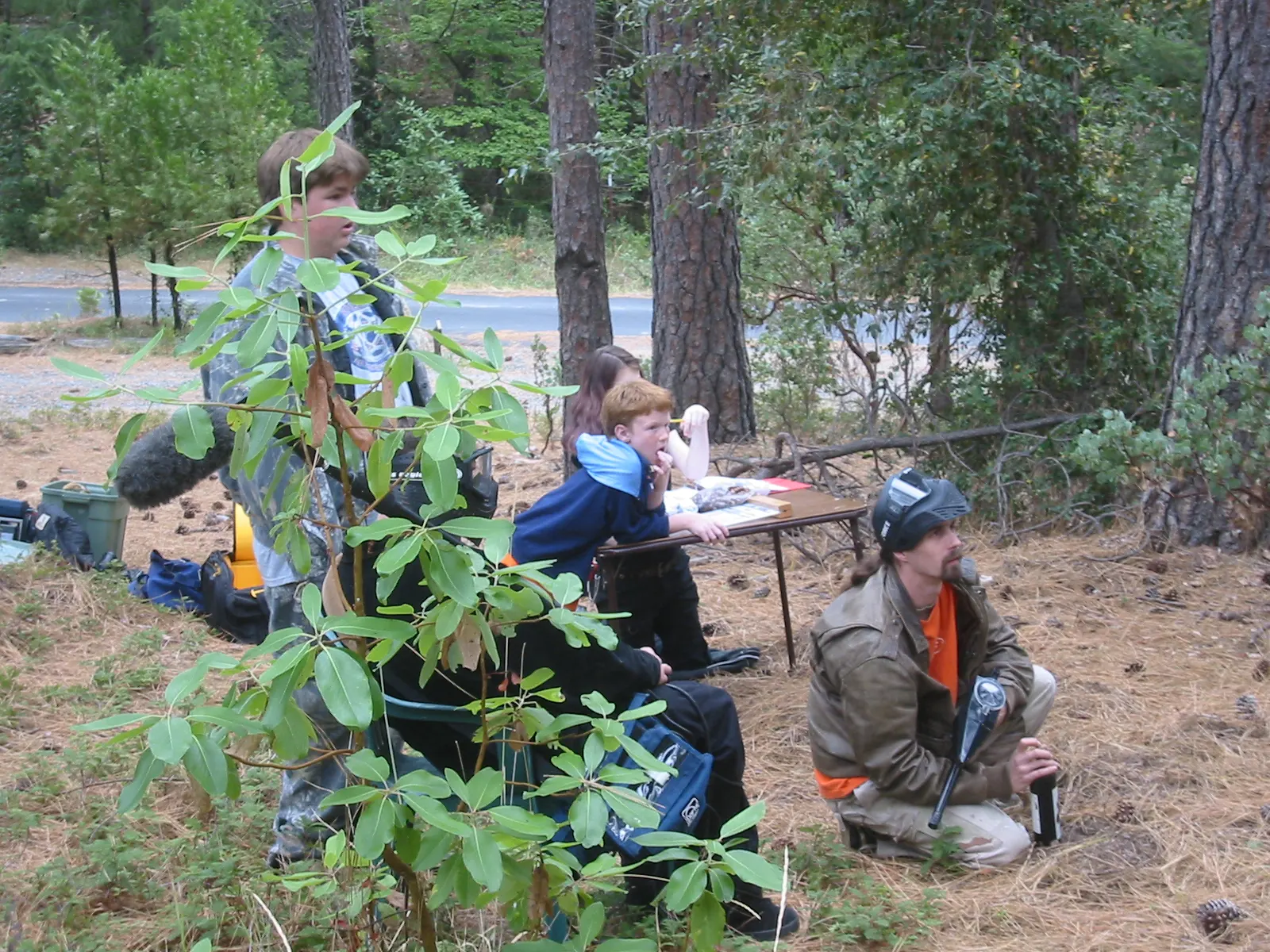 Reid Allen Young, Mathew Young, and Justin Mosier off camera watching day 1 of Paint (2006) production on October 19, 2005.