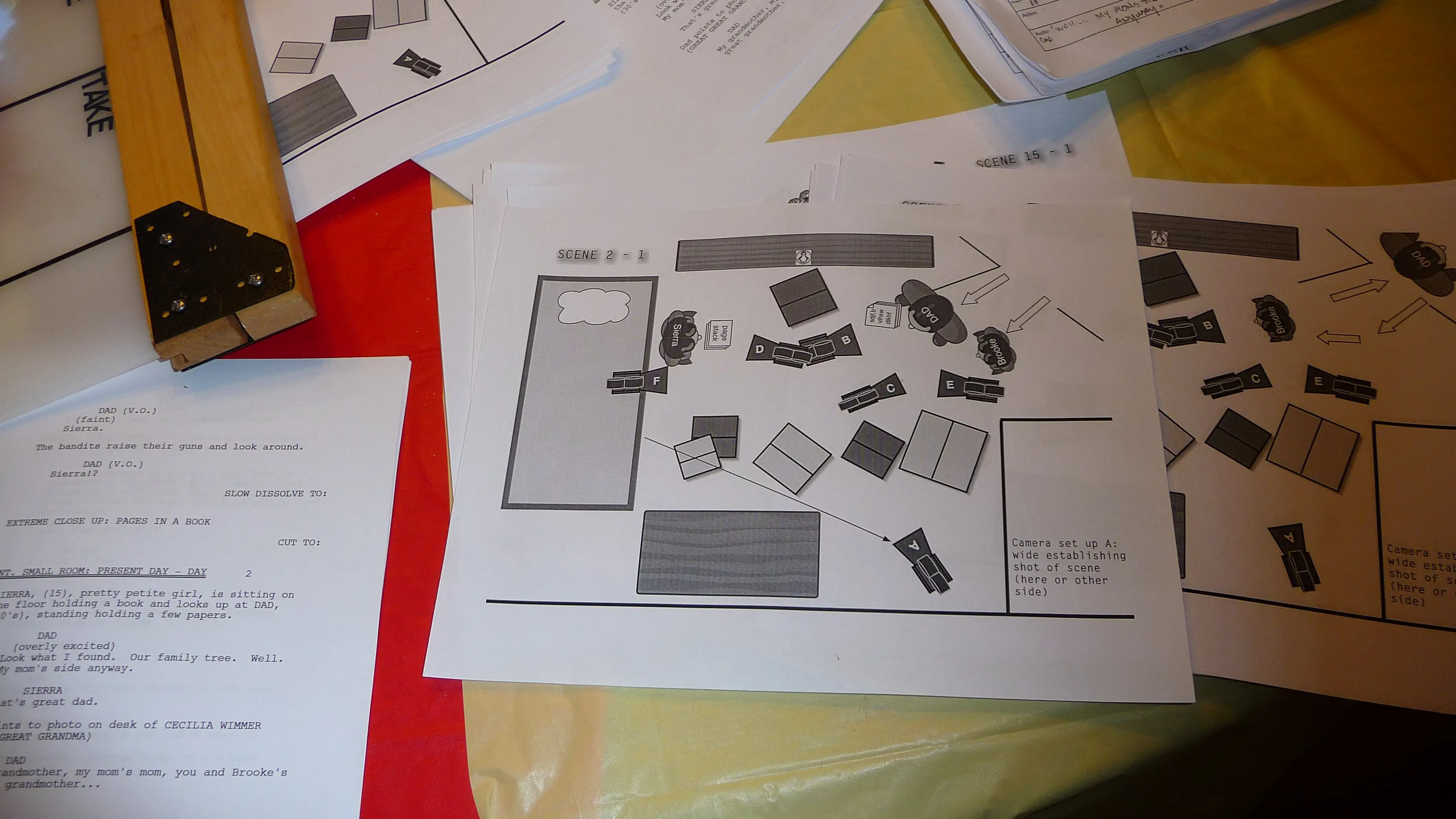 Storyboard for Scene 2 - on the set of THE GOLdEN TREE Day 1 in Nevada City, California.