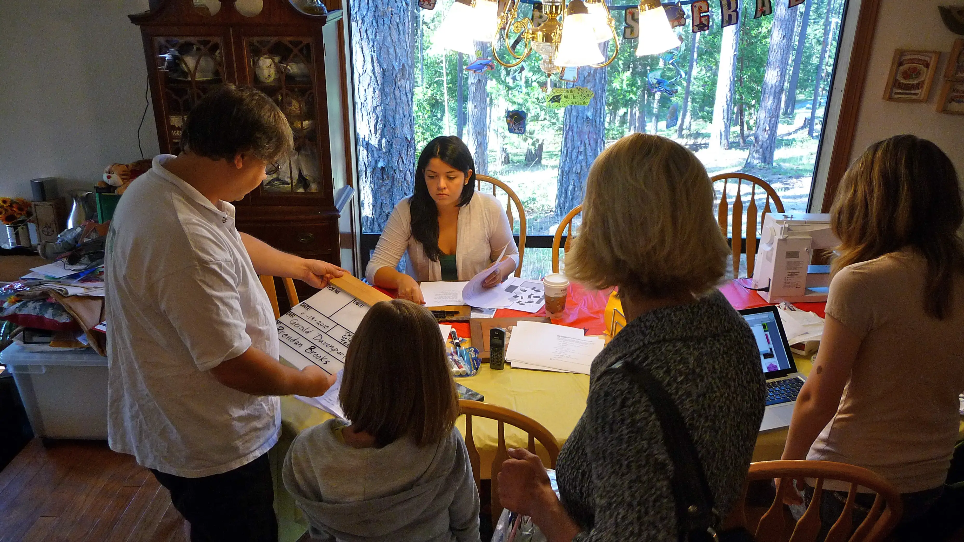 Kyrie Sierra Davenport, Tracy Avva, Karly Avva, the director, and Megan Alicia Noble - on the set of THE GOLdEN TREE Day 1 in Nevada City, California.