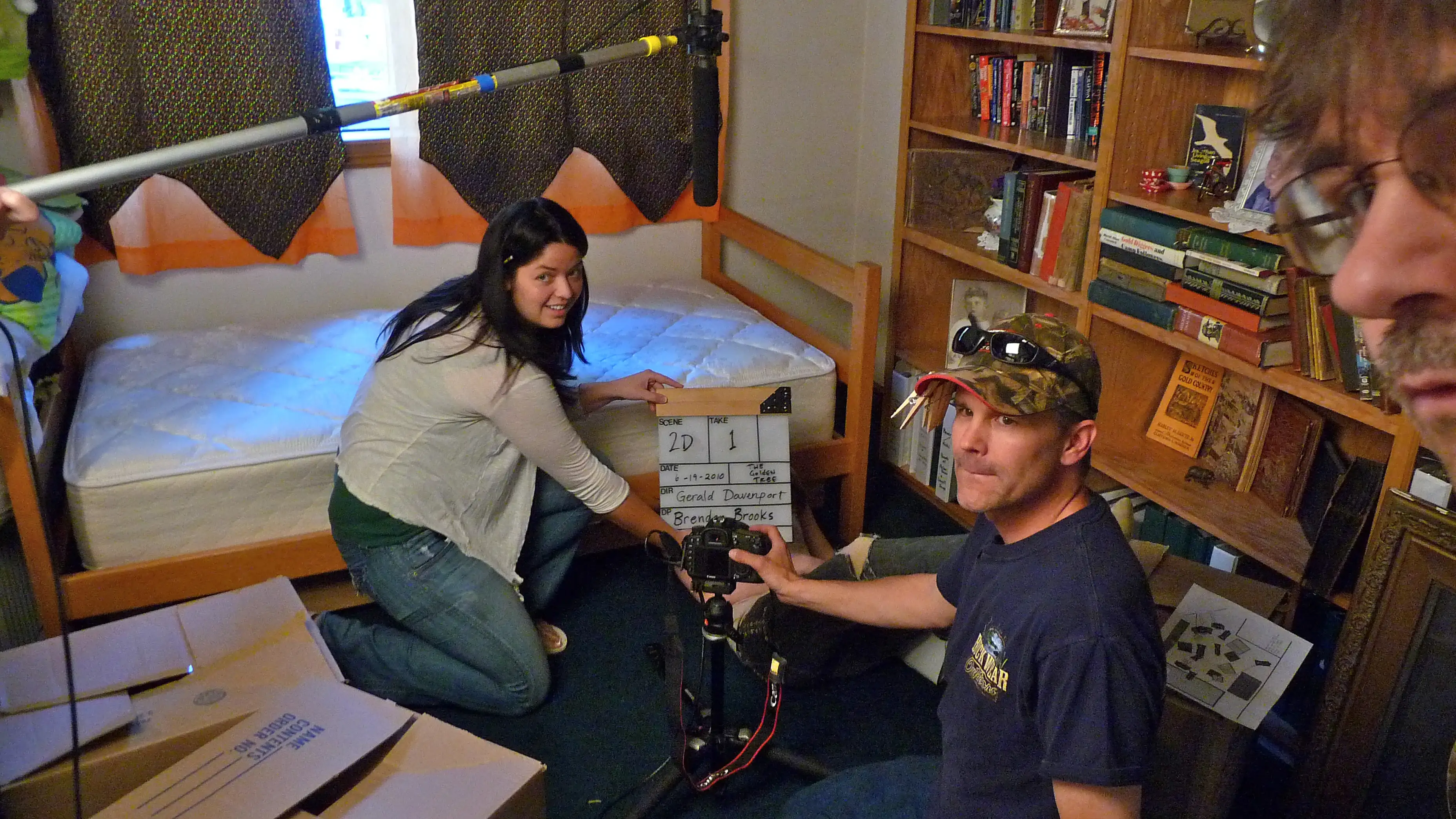 Megan Alicia Noble and Brendan Brooks - on the set of THE GOLdEN TREE Day 1 in Nevada City, California.