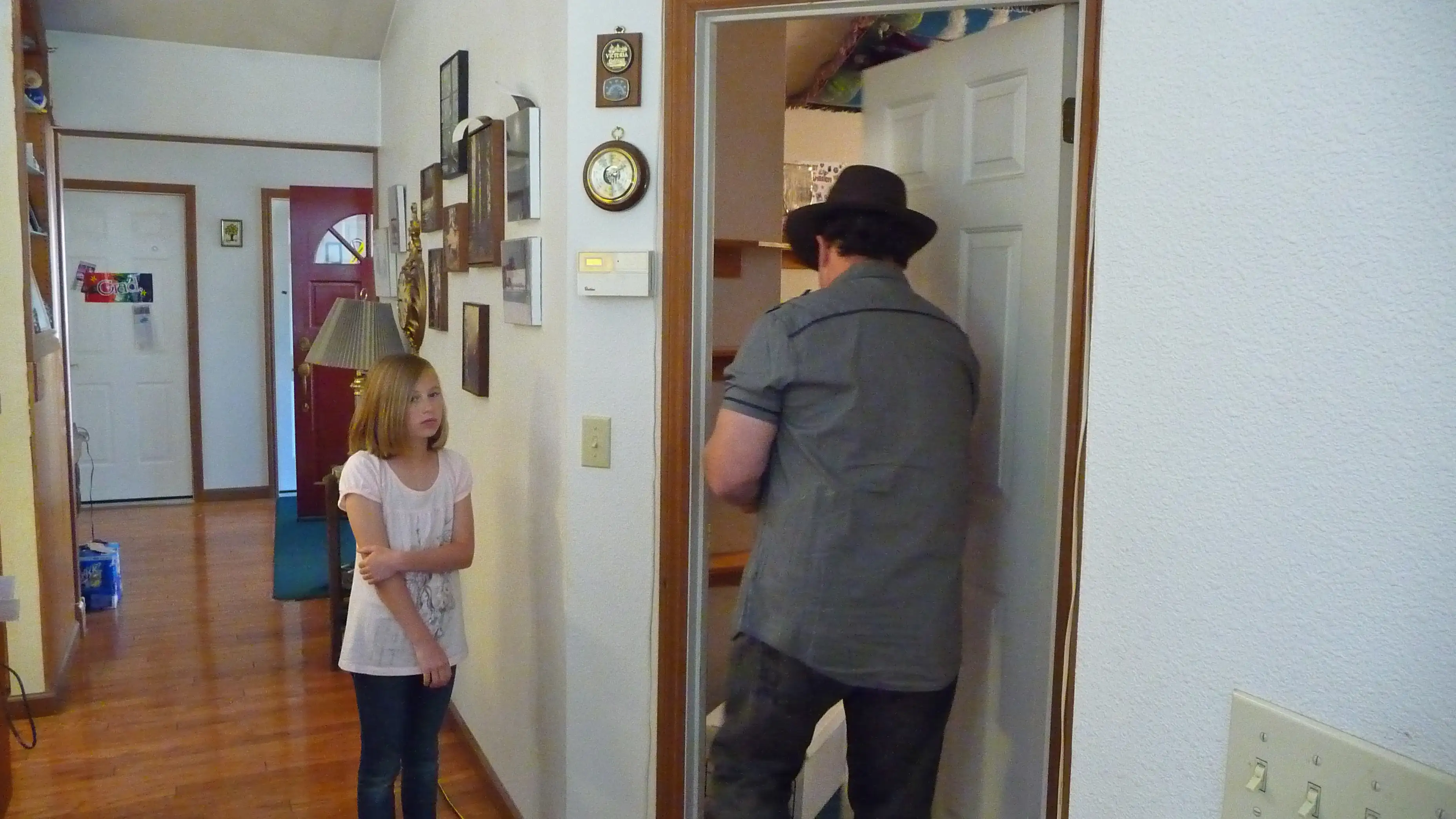 Karly Avva and Gary Udell waiting for their que - on the set of THE GOLdEN TREE Day 1 in Nevada City, California.