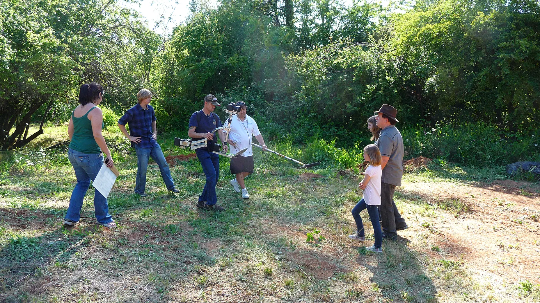 Megan Alicia Noble, Aria Leven Davenport, Brendan Brooks, Gerald on the boom capturing Kyriè Sierra Davenport, Gary Udell, and Karly Avva in a scene that was never used.