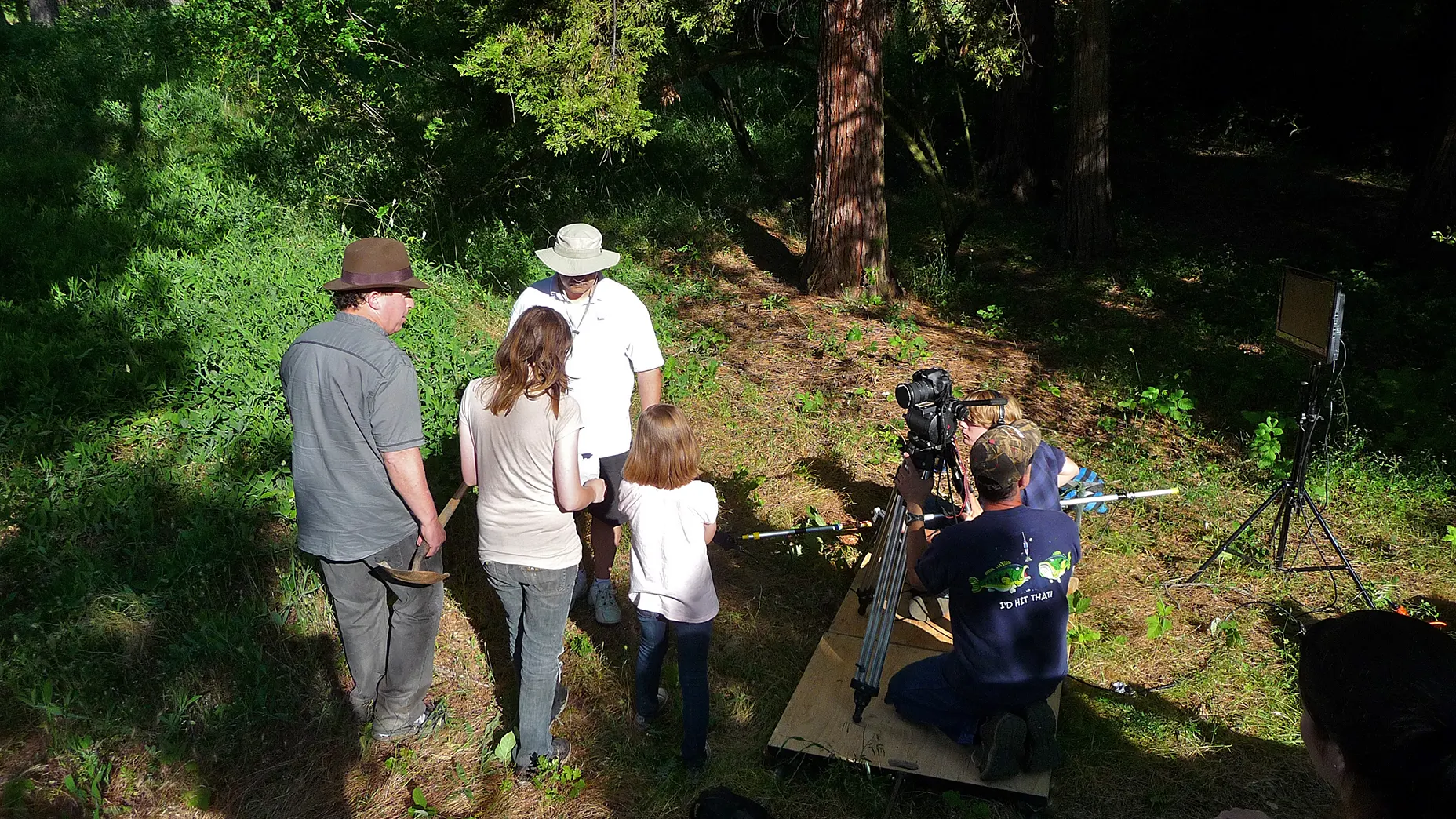 Gary Udell, Kyriè Sierra Davenport, Gerald, Karly Avva with Brendan Brooks on Camera and Aria Leven Davenport on Boom capturing the last scene of THE GOLdEN TREE.