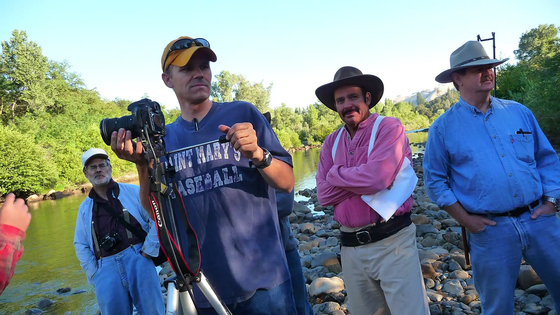 Scott Slotterbeck, Brendan Brooks, Rob Tillitz, Noble Engle - on the set of THE GOLdEN TREE at Lotus, California.