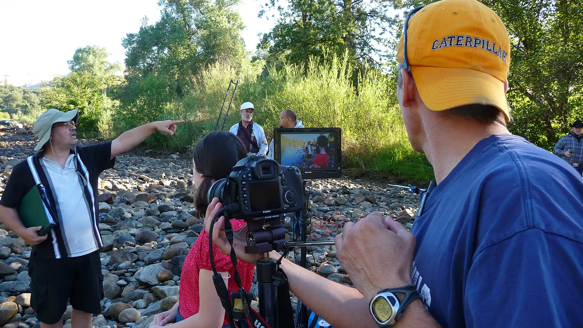 Gerald Martin Davenport, Grace Rose, Scott Slotterbeck, and Brendan Brooks - on the set of THE GOLdEN TREE at Lotus, California.