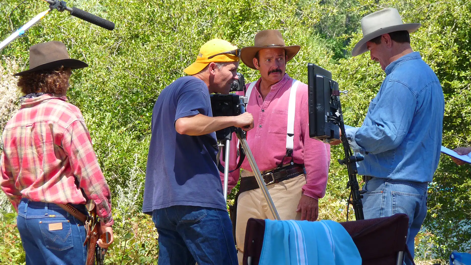 Carey White Jr., Brendan Brooks, Rob Tillitz, Noble Engle - on the set of THE GOLdEN TREE at Lotus, California.