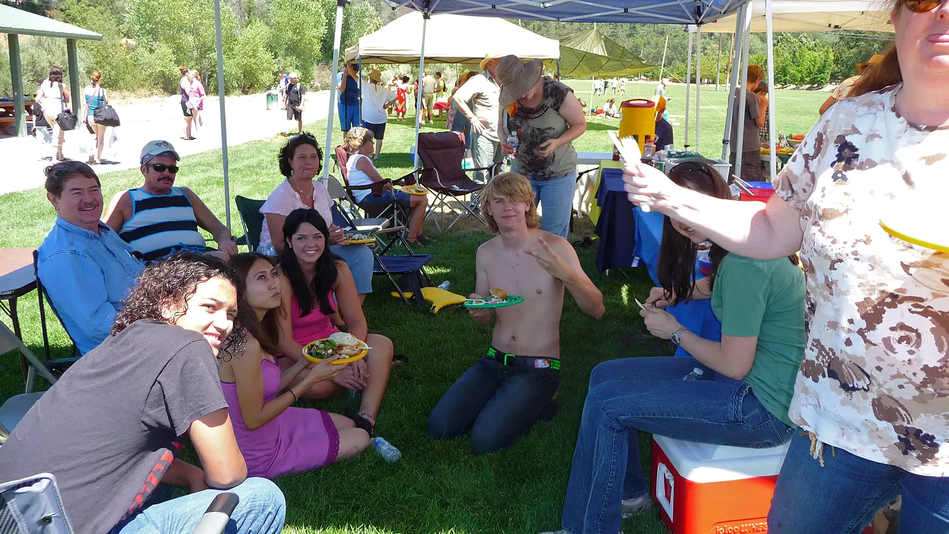 Carey White Jr, Yinique Myo-Flores, Noble Engle, Megan Alicia Engle, Rob Tillitz, Aria Leven Davenport - Wrap Party For THE GOLdEN TREE at Hennings Lotus Park.