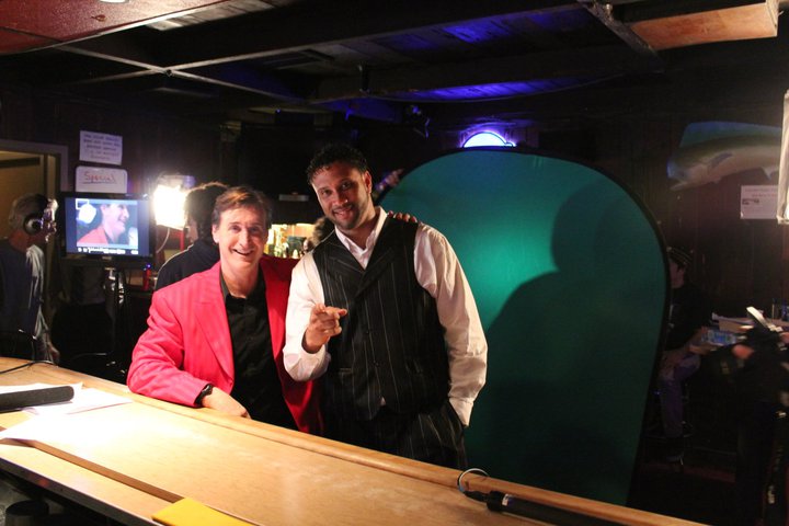 William Van Noland and Don Carlos Sanders - on the set of the WATERING hole Night 1 at the Cedar Room in Carmichael, California.