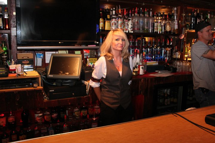 Robyn Jean Springer as Female Bartender - on the set of the WATERING hole Night 1 at the Cedar Room in Carmichael, California.