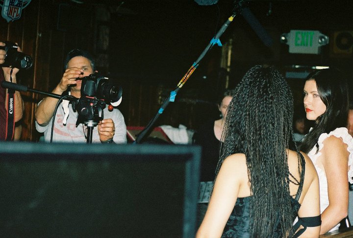 Brendan Brooks setting up an angle - on the set of the WATERING hole Night 1 at the Cedar Room in Carmichael, California.