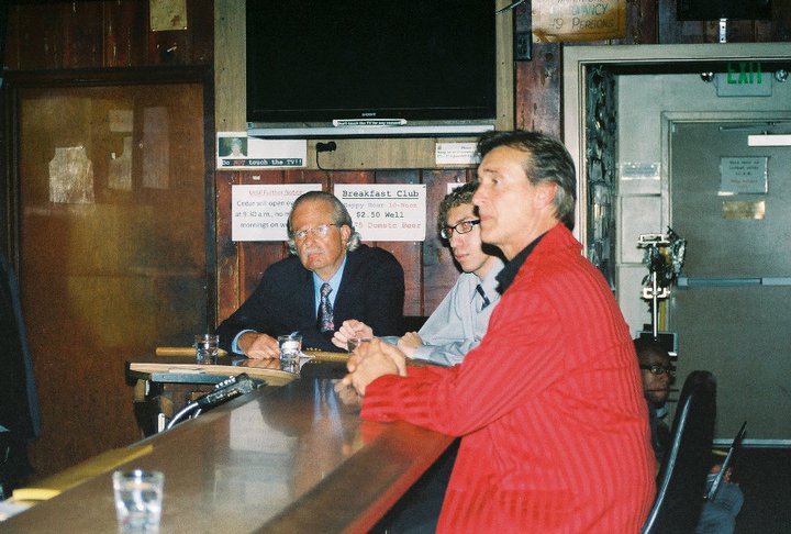 Daniel Roberts, J.P. Dunn, and William Van Noland - on the set of the WATERING hole Night 2 at the Cedar Room in Carmichael, California.